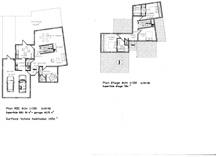 Construction d'une maison en lotissement : Plans RDC et tage