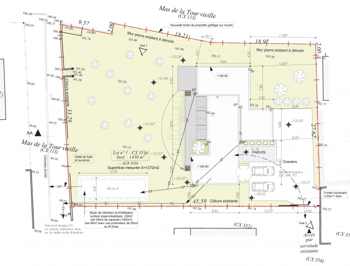 Villa B : Plan de masse